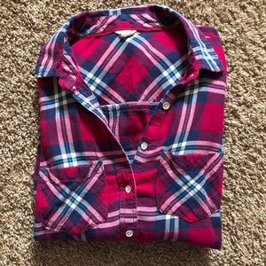 Aeropostale Red Plaid Button Down Flannel